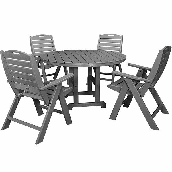 Polywood Nautical 5-Piece Slate Grey Dining Set with 4 Folding Chairs 633PWS2601GY